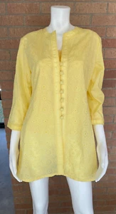 Womens CHICO'S EYELET JACKET TUNIC with TANK TOP TWO PIECE SET Yellow SIZE1-2 - Picture 1 of 12