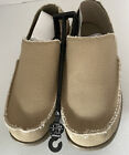 Men’s Sz 9 Crocs Santa Cruz Loafer Slip On Shoes Canvas Khaki 10128-261 NEW