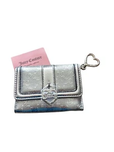 Juicy Couture Silver Metallic Simply Perfect Tab Card Wallet NEW - Picture 1 of 3
