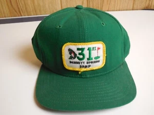 B7 Green Bennett Spring Missouri 1989 Vtg New Era fitted 7 3/8 Patch Hat Golf - Picture 1 of 2