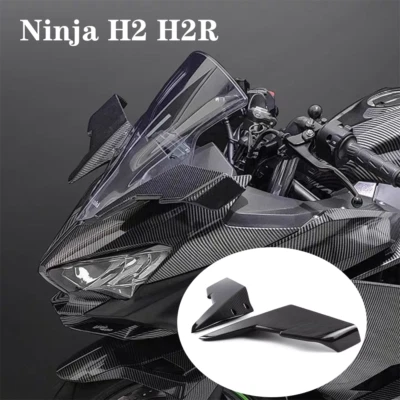 Carbon Fiber Spoiler Winglets Air Deflectors For Kawasaki Ninja H2 H2R 2015-2023 - Image 1 of 4