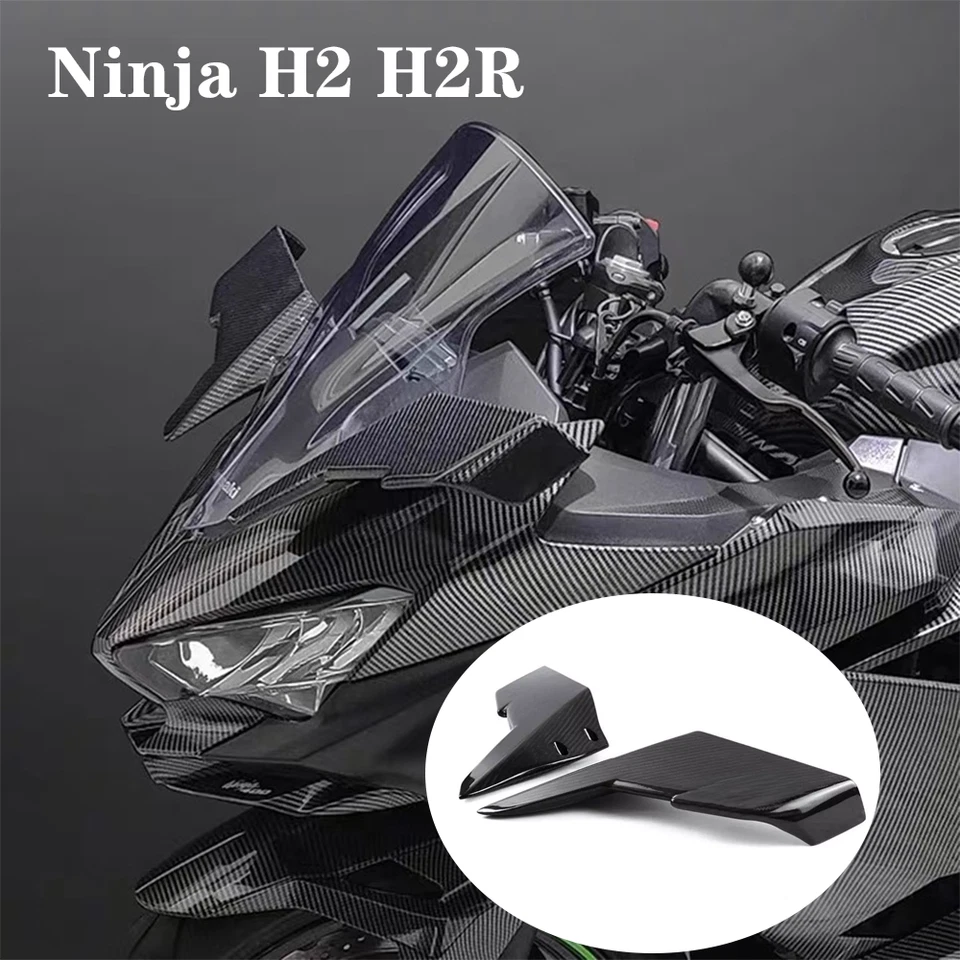 Carbon Fiber Spoiler Winglets Air Deflectors For Kawasaki Ninja H2 H2R 2015-2023 - Image 1 of 4
