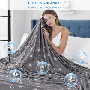 Cooling Blanket Hot Sleepers Decorative Lightweight Breathable Dark Grey 90"x90" - Picture 1 of 6