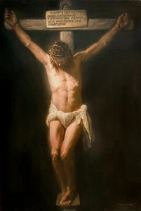 Crucifixion of Jesus Christ art print, Agnus Dei, Lamb of God - Picture 1 of 2
