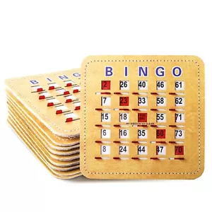 10-Pack Stitched Reusable Shutter Slide Bingo Cards with Shutter Clear Slider - Picture 1 of 6