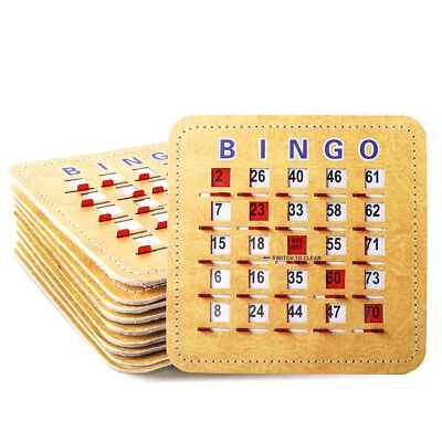 50-Pack Stitched Reusable Shutter Slide Bingo Cards with Shutter Clear Slider - Image 1 of 4
