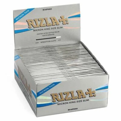 RIZLA SILVER MICRON KINGSIZE Slim Thin Cigarette Smoking Rolling Papers 1 - 50 - Image 1 of 4