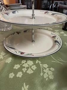 Vintage Lenox "Mohnblumen auf blau" Chinastein zweistufige Platte - Bild 1 von 3