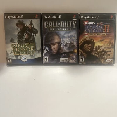 Lote de 3 juegos PS2 Medal Of Honor Frontline Call Of Duty Finest Hour Desert Storm 2 Foto 1 de 4