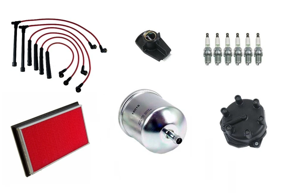 Tune Up Plugs Cap Rotor Air Fuel filters Wires Set For 99-04 Nissan Frontier V6 - Image 1 of 1