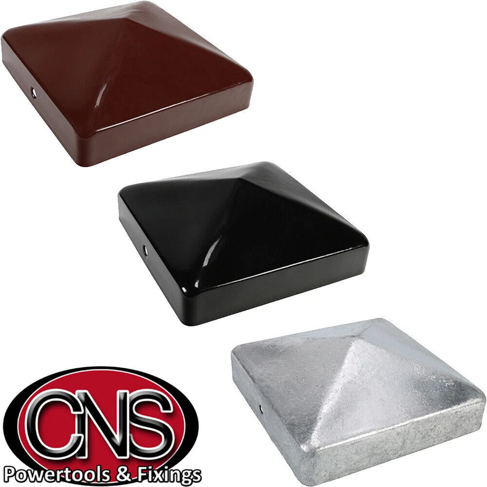 METAL FENCE POST CAPS | Oxide Red / Zinc Dip Galvanised / Epoxy Black ALL SIZES - Image 1 of 1