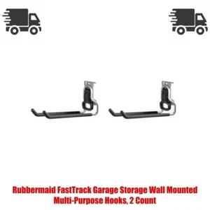 Rubbermaid FastTrack Garage Storage Wall Mounted Multi-Purpose Hooks, 2 Count - Picture 1 of 11