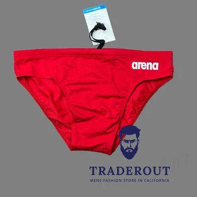 Arena men red solid white logo Swim Brief bikini swimwear swimsuit size 34 - Image 1 of 4