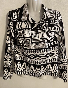 Chico’s Gr. 0 Damen S schwarz-weiß Stretch Knopfleiste Blazer Shacket Jacke - Bild 1 von 10