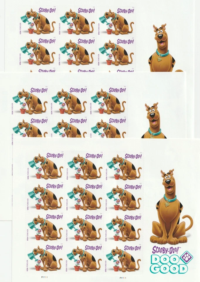 3 Sheets of SCOOBY-DOO Forever U.S. Postage Stamps (Unused MNHOG) - Image 1 of 1
