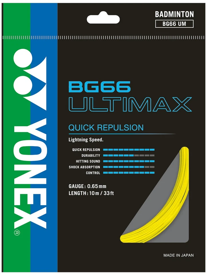 Yonex BG66 Ultimax Badmintonsaite - 10 m - gelb - BG 66