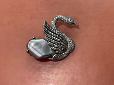 Vogue Signed Costume Jewelry Swan Pin / Brooch w/ Marcasite Stones