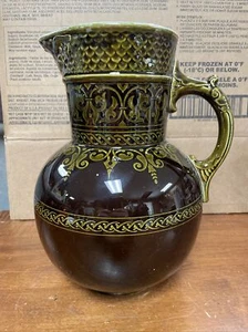 Vintage Ceramic/Porcelain Pitcher Brown & Gold 11.5” Tall / Marked DY 1187 - Picture 1 of 17