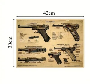 Poster 30x42cm: Mauser Pistole P-08, Luger, Parabellum-Pistole Wehrmacht WH 2.WK - Bild 1 von 9