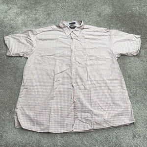Charter Club Button Down Shirt Men XXL Blue Nude Plaid Check Short Sleeve Cotton - Picture 1 of 10