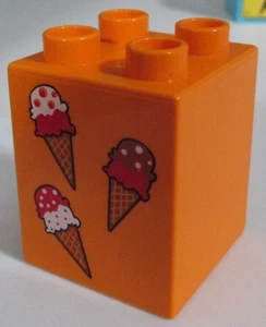 Lego Duplo Orange Ice Cream Cones Printed Block Piece 2X2 OEM - Picture 1 of 1