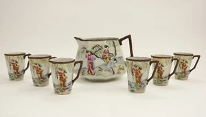 Vintage Antik Japan Teeservice Geisha Asiatische Kunst Krug Teekanne Tassen Porzellan - Bild 1 von 12