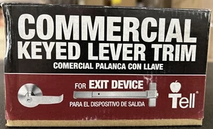 TELL Commercial Keyed Lever Trim For Exit Device Satin Chrome ADA Handicap - Picture 1 of 2