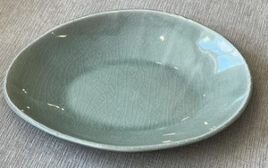 Simon Pearce Pottery Vermont Celadon Green Crackle Glaze Oval Form Bowl Dish - Picture 1 of 4