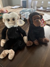 Ty Beanie Baby Congo the Gorilla Plush Toy & Mooch the Monkey