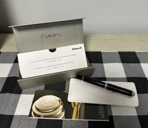Pelikan Fountain Pen Souveran M805 Striped Black Resin Nib F 18K - Picture 1 of 14