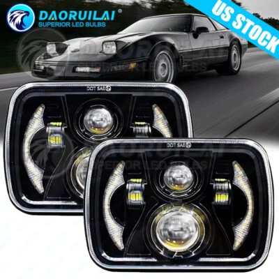 Pair 5X7" 7x6 LED Headlights DRL For Chevy 1984-1996 Corvette C4 /For S10 Blazer Foto 1 de 4