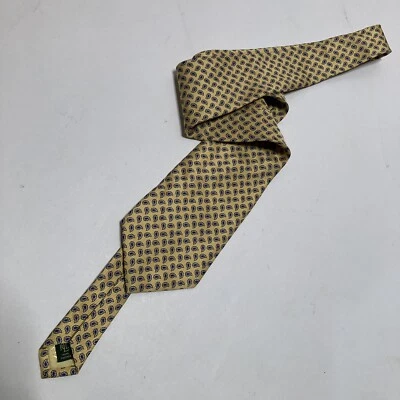 Polo Ralph Lauren Cuello Corbata Amarillo Con Azul Paisleys Para Hombre RL Seda Foto 1 de 4