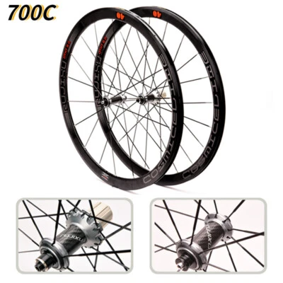 700C Flat Spokes 40mm Ultra-light Road Bike WheelSet Carbon Tube City Wheels - Image 1 of 4