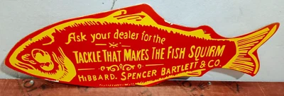 The Fish Squirm Porcelain Enamel Sign 27 x 10 Inches 2 Sided - Image 1 of 4