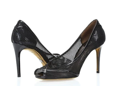 DOLCE & GABBANA charol negro punta abierta tacones talla EU 38.5 Foto 1 de 4