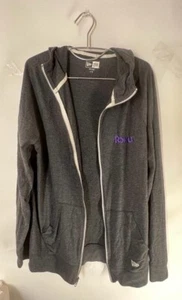New Era Sweater Men's Large Grey Roku Embroidered Logos Full Zip Hoodie Pockets - Picture 1 of 14