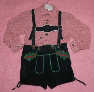 TRACHTEN ☺ Hemd St. Peter Trachten + Lederhose Rind Velour ☺ Gr 116 ☺ *TOP* ☺ - Picture 1 of 1