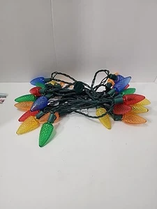 25 Pack C9 Textured Cone Christmas String Lights Multi-Color Green Wire - Picture 1 of 3