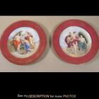  Antique Pair Royal Vienna Porcelain Cabinet Plates Nude Lady Men Cupid