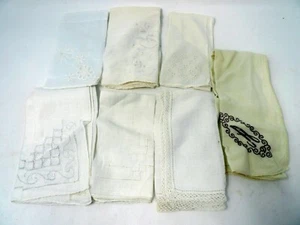 Lote De Colección De 7 Pañuelos Cuadrados Blancos Años 50 12" Bordados Recortados Crochet - Imagen 1 de 6