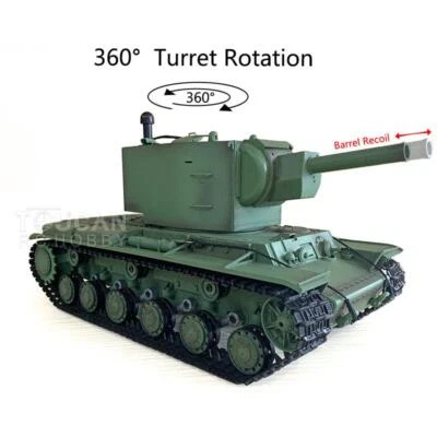 Henglong 1/16 7.0 Plastic Soviet KV-2 IR BB RTR RC Tank 3949 360° Barrel Recoil - Image 1 of 4