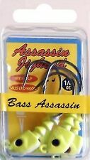 Bass Assassin Fishing Lure JA07005 1/4 Oz 4 Count 4/0 Jighead Chartruese