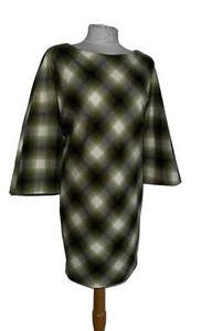 Gucci Dress 36 Wool Green Diamond Diagonal Argyle Check Italy Bell Sleeve Short - Picture 1 of 6