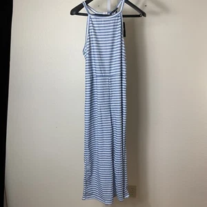 NWT COZY Women's Jumpsuit Size 8 Halter Style Striped Zip Up Pockets - Picture 1 of 10