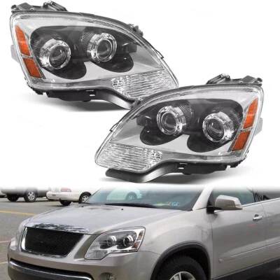 Conjunto de faros para GMC Acadia 2007-2012 par de esquinas cromadas ámbar Foto 1 de 4