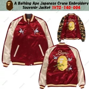 A Bathing Ape Japanese Crane Embroidery Souvenir Jacket 1k72-140-004 - Picture 1 of 9