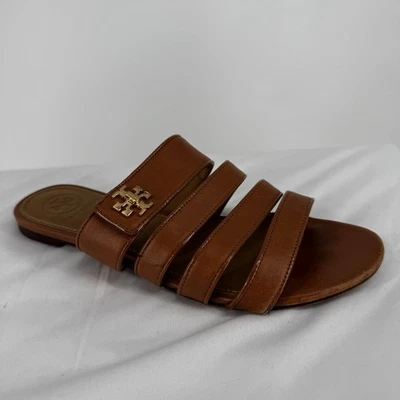 Tory Burch sandals womens 6.5 brown leather kira slide designer minimalist beach - Image 1 of 4