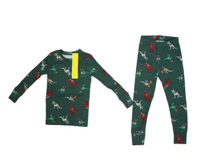 Gap Kids Pajama Set Boys Size 6 Bistro Green Dinosaur Print Long Sleeve Organic - Picture 1 of 19