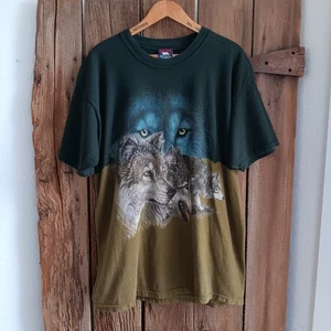 Vintage 90s Polar Graphics Yellowstone Wolf Wolves Gardner T-Shirt Large *A - Picture 1 of 9