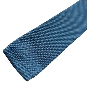 DAN SMITH Tie Square Tip Blue Skinny 2.25 X 55” Short Handmade Rockabilly Retro - Picture 1 of 6